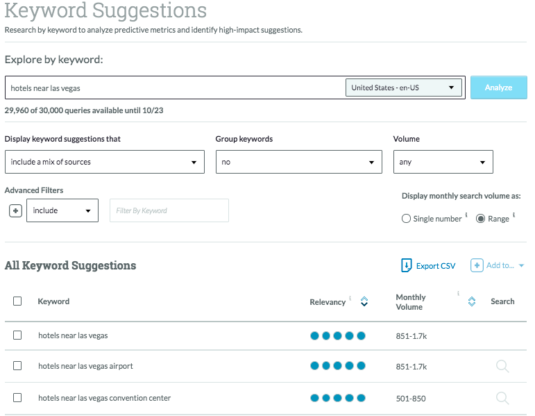 Moz keyword explorer tool